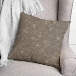Line Floral Throw Pillow