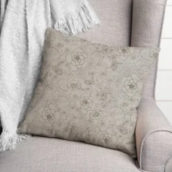 Line Floral Throw Pillow