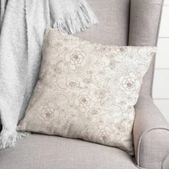 Line Floral Throw Pillow