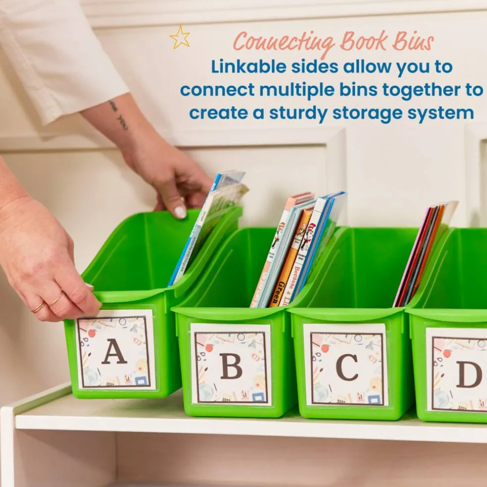 Linking Book Bins, Colorful Connecting Storage