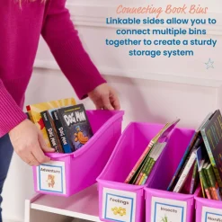 Linking Book Bins, Colorful Connecting Storage