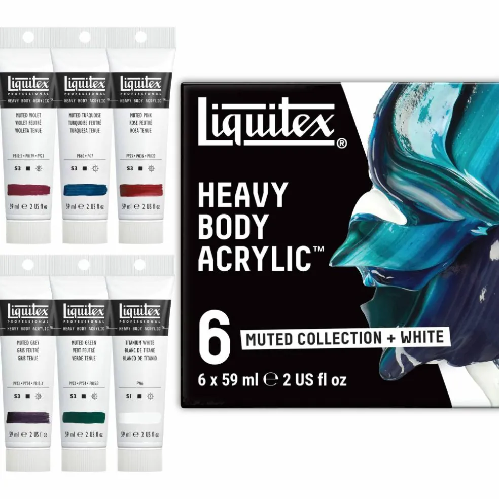 Liquitex® 6 Muted + White Heavy Body Acrylic Paint Set