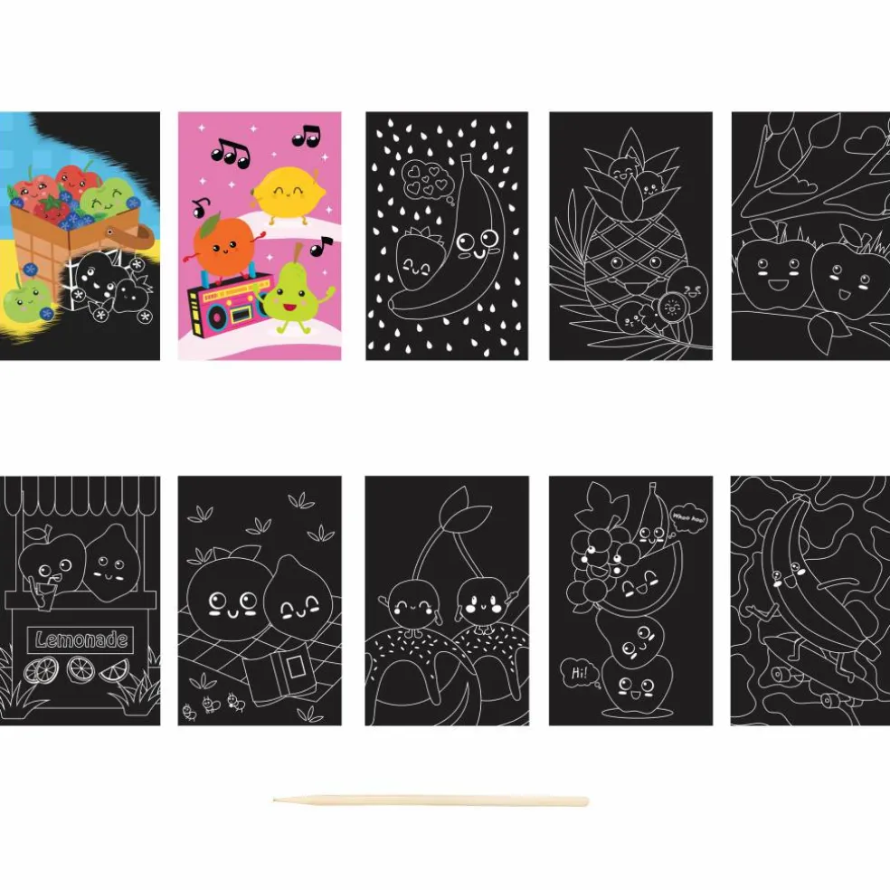 Little Yellow Bicycle® Picnic Basket Mini Scratch Art Pad Kit