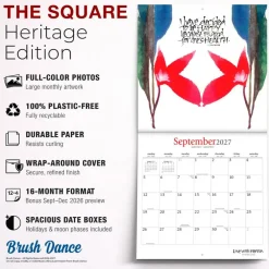 Live with Intention | 2027 12 x 24 Inch (Hanging) Monthly Square Wall Calendar | Featuring the Artwork of Renee Locks | Plastic-Free