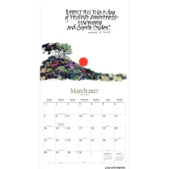 Live with Intention | 2027 12 x 24 Inch (Hanging) Monthly Square Wall Calendar | Featuring the Artwork of Renee Locks | Plastic-Free
