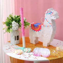 Llama Piñata Fiesta for Mexican Fiesta Party Supplies, Large Llama Piñata Includes Piñata Stick and Blindfold, Confetti for Kids Birthday Celebrations, Mexican Themed Party, 16 x 12 x 3 Inch