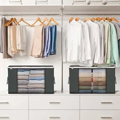 90L Large Storage Bags, 6 Pack Clothes Storage Bins Foldable Closet Organizers Storage Containers with Durable Handles for Clothing, Blanket, Comforters, Bed Sheets, Pillows and Toys (Gray)