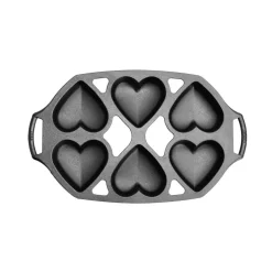Lodge Cast Iron Mini Cake Pan, Makes 6 Heart-Shaped Cakes, Pre-seasoned Durable, and Perfect for Baking Muffins Brownies and More
