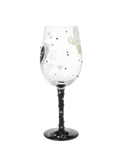 Lolita Two Hearts One Love Groom Hand Painted Wine Glass 9in H