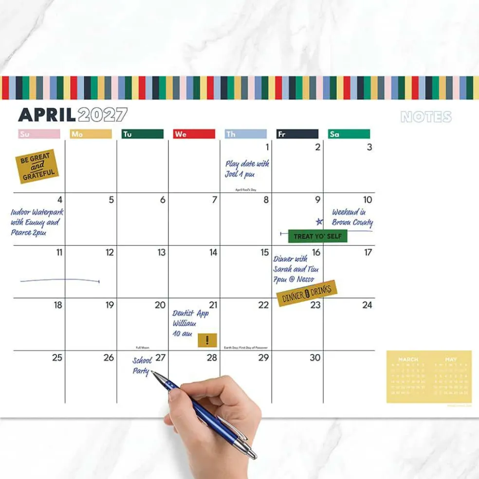 2027 Long Weekend Medium Desk Pad Monthly Blotter Calendar