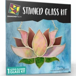 Lotus Flower Pre-Cut Stained Glass Kit-Make Your own Beautiful Glass Project.