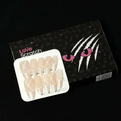 Love Scratch - Handmade Mid Length French Tip Press-on Nails - 10 Piece