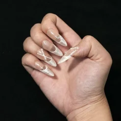 Love Scratch - Handmade Mid Length French Tip Press-on Nails - 10 Piece