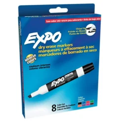 Low-Odor Dry Erase Markers, Chisel Tip, 8 Colors, Pack of 8