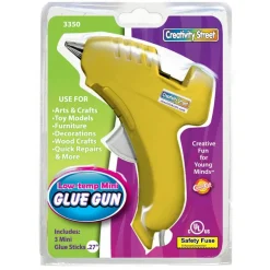 Low-Temp Mini Glue Gun, Yellow, 5.5" x 4", 1 Glue Gun + 3 Glue Sticks