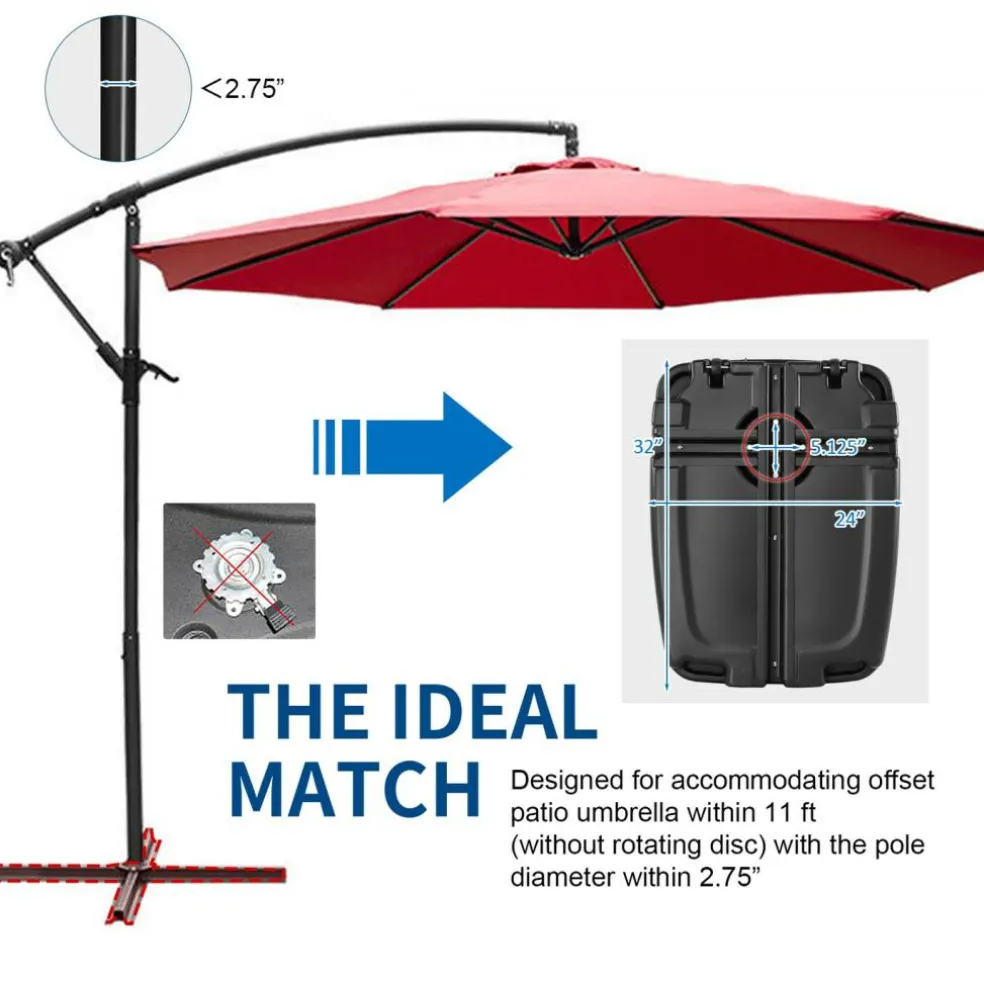 60L Plastic Weighted Fill Water Sand Wheel Patio Umbrella Base