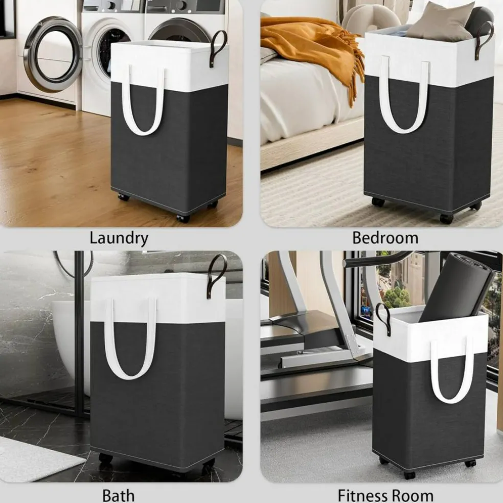 75L Rolling Laundry Hamper with Wheels, Collapsible & Waterproof Laundry Hamper, Mobile Clothes Hamper, Storage Laundry Bins with Handles for Laundry Room, Bedroom, Bathroom & Dorm