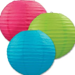 Luau Party Paper Lanterns - Assorted cerise - Light green - turquoise 3/Pkg
