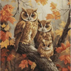 Luca-S The Owls Family Counted Cross Stitch Kit