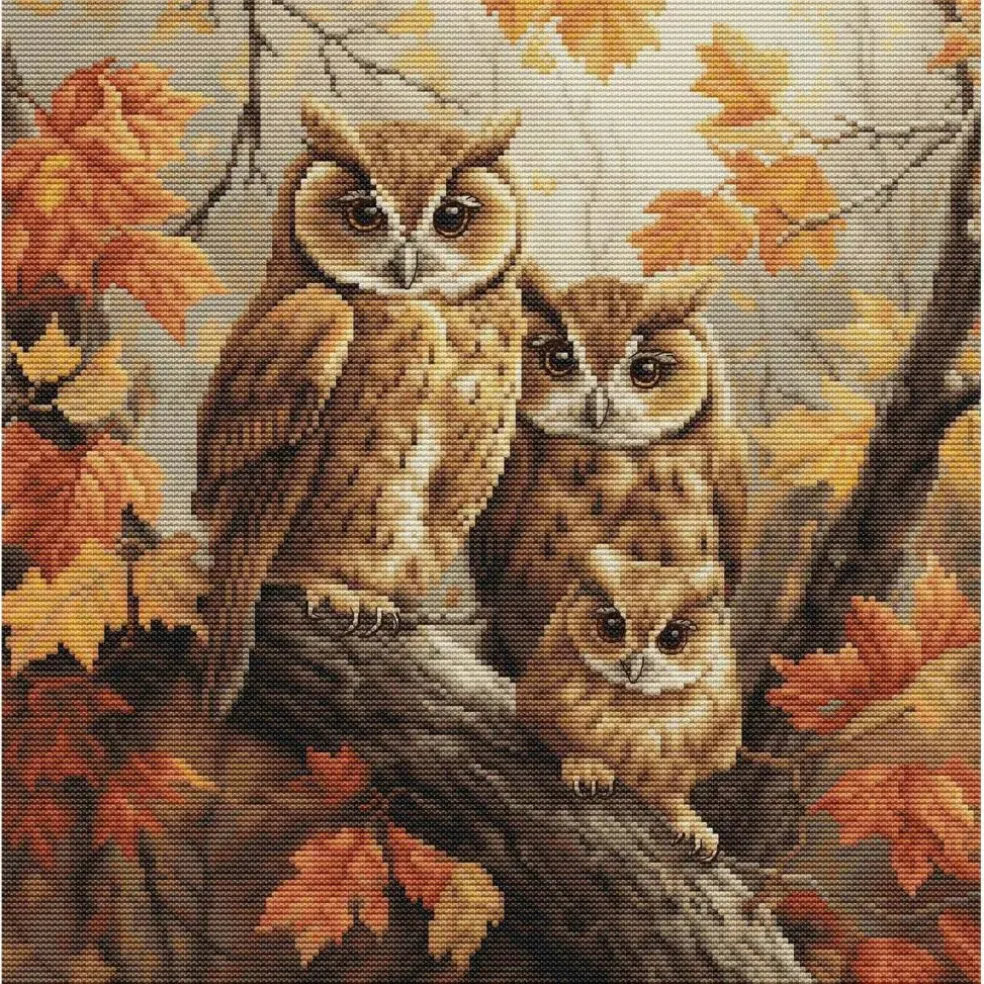 Luca-S The Owls Family Counted Cross Stitch Kit