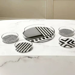 Lucite Black & White Cake Tray