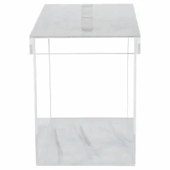 Lucite Cookie Jar with Lid White Marble Design