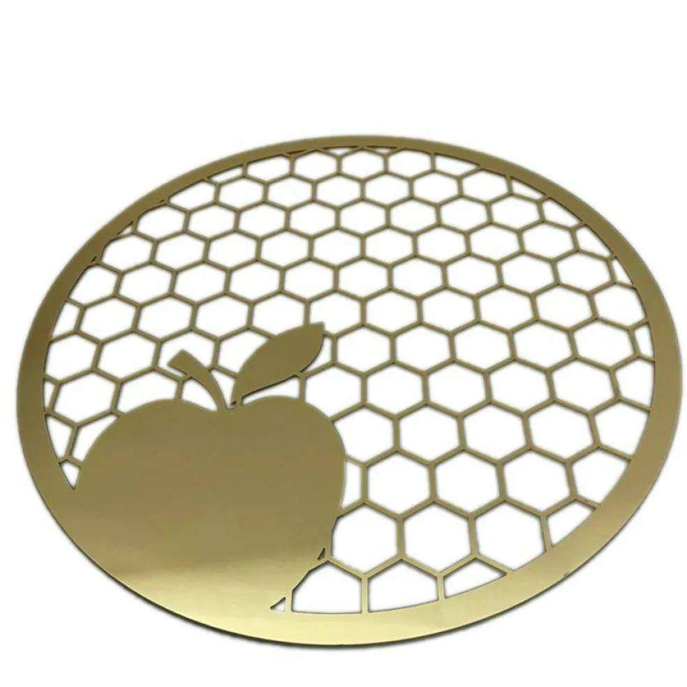 Lucite & Gold Laser Cut Honeycomb Design Charger