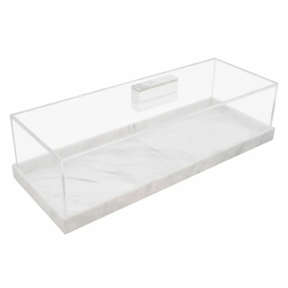 Lucite Marble Base Rectangle Cake Dome
