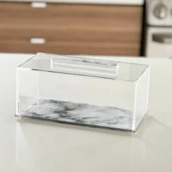 Lucite Smoke Pearl  Rectangle Cake Dome