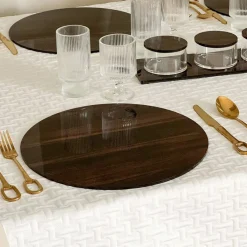 Lucite Wood Look Chargers 4 pk