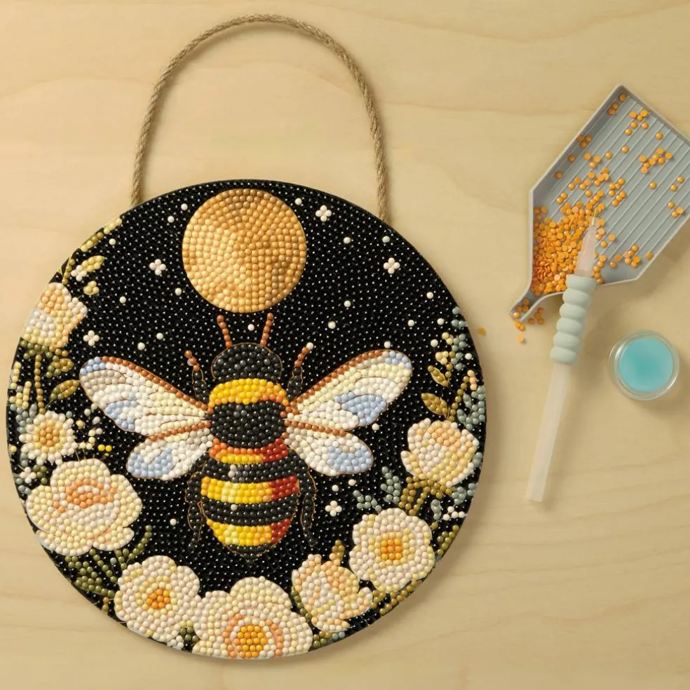 8" Lunar Bee Wood Plaque Diamond Art Kit by Make Market®