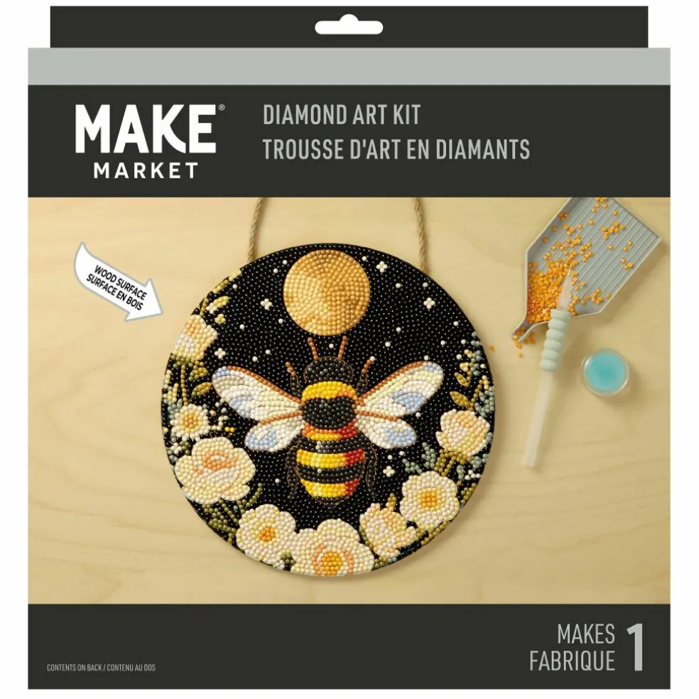 8" Lunar Bee Wood Plaque Diamond Art Kit by Make Market®