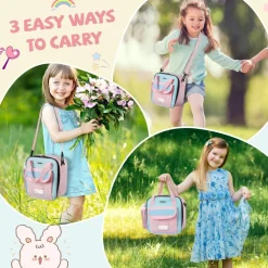 Lunch Box Kids, Large Insulated Lunch Bag Lunchbox for Girls, Pink