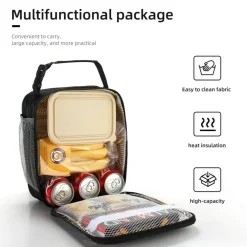 Lunch box Lunch bag Insulated Lunchbox Lunch bags for Work Picnic Travel (Black)