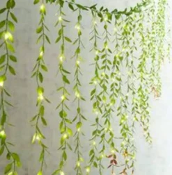 Lush Green Vine Fairy Light Curtain 96 Warm LEDs Battery Powered