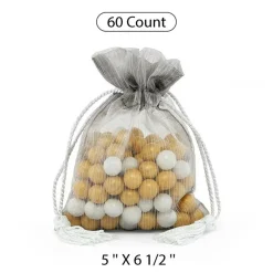 Luxurious Brushed Organza Bag with Tassels 5'' x 6 1/2''