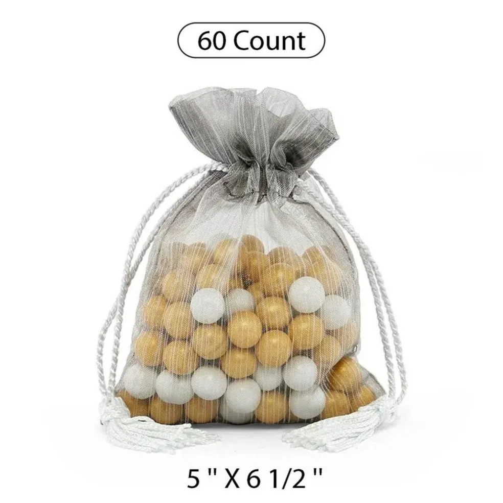 Luxurious Brushed Organza Bag with Tassels 5'' x 6 1/2''