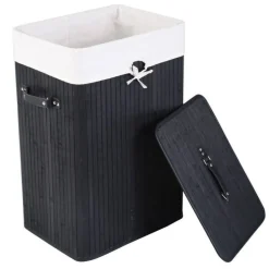 72L Wicker Laundry Hamper with Removable Cotton Bag and Lid and Large Clothes Storage Basket