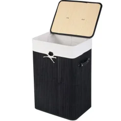 72L Wicker Laundry Hamper with Removable Cotton Bag and Lid and Large Clothes Storage Basket