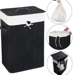 72L Wicker Laundry Hamper with Removable Cotton Bag and Lid and Large Clothes Storage Basket