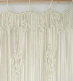 Macrame Curtain Long Cotton Window Panel Boho Curtains for Bedroom Wedding Backdrop Room Divider Doorway Closet Apartment 35''W x 70''L