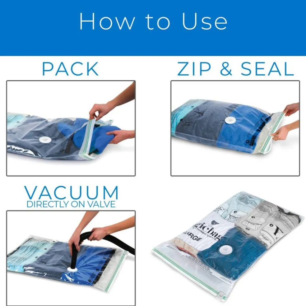 MagicBag Smart Design Set of 12 Instant Space Saver Storage - Flat Large