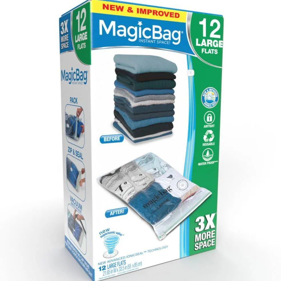 MagicBag Smart Design Set of 12 Instant Space Saver Storage - Flat Large