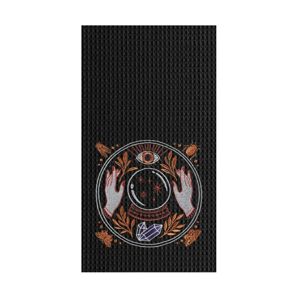 Magic Crystal Ball Halloween Embroidered Cotton Waffle Weave Kitchen Towel