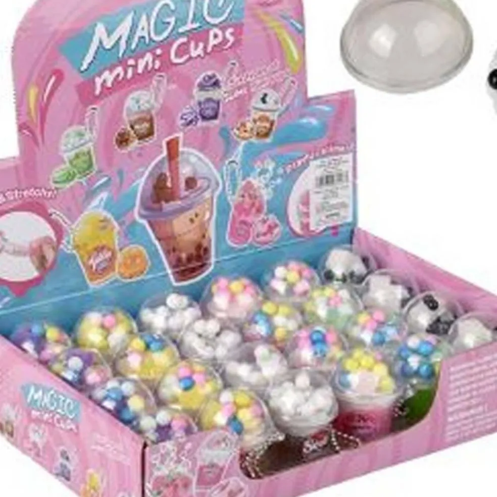 Magic Mix Mini Cup Slime – 2" Bubble Tea Slime Cups with Boba & Mix-Ins, Assorted Colors