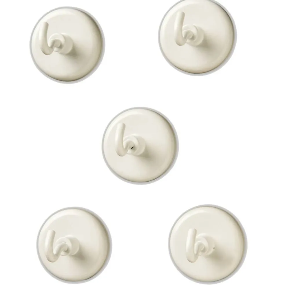 Magnetic Hooks, White, Pack of 5