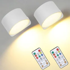 Magnetic LED Wall Sconce, 360° Rotating Rechargeable Reading Light with Remote & Touch Control