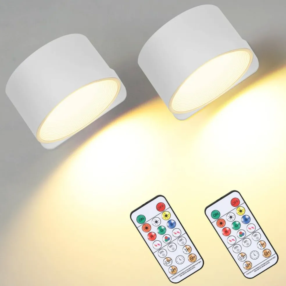 Magnetic LED Wall Sconce, 360° Rotating Rechargeable Reading Light with Remote & Touch Control