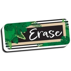Magnetic Whiteboard Eraser, Boho Style Leaves with Border, 2" x 5"
