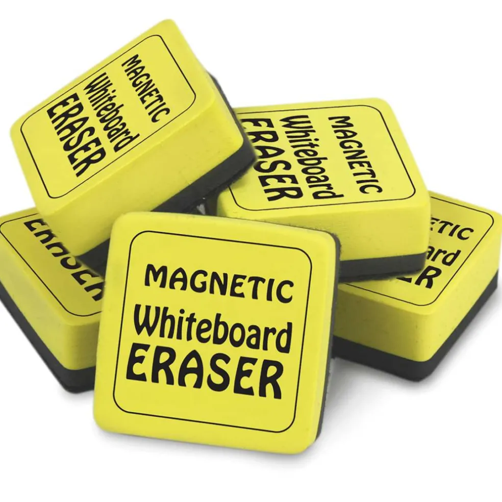 Magnetic Whiteboard Eraser, 2" x 2", Yellow - 12 per pack